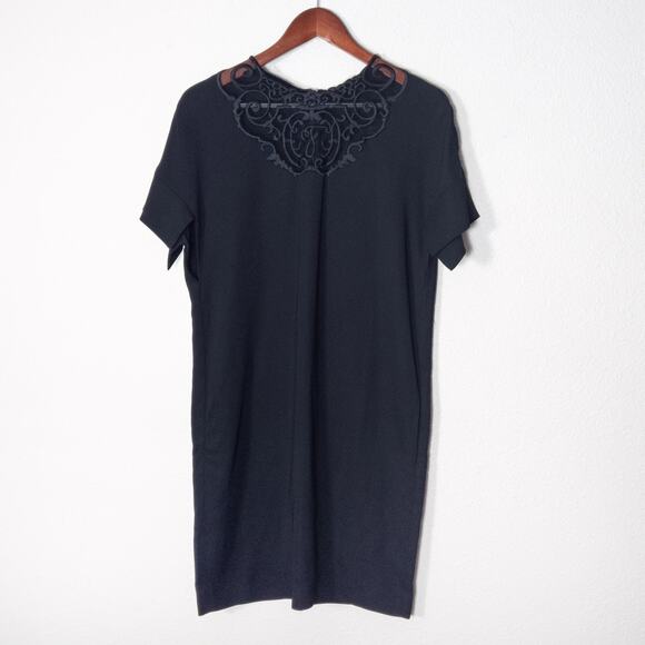 Fendi Women’s Black Shift Dress Lace Monogram Pockets Back Zip Minimalist Size 0 - Picture 1 of 12